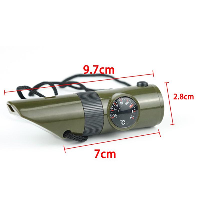 Multifunctional Whistle 7 In 1 Survival Bushcraft Trekking Compass Mirror