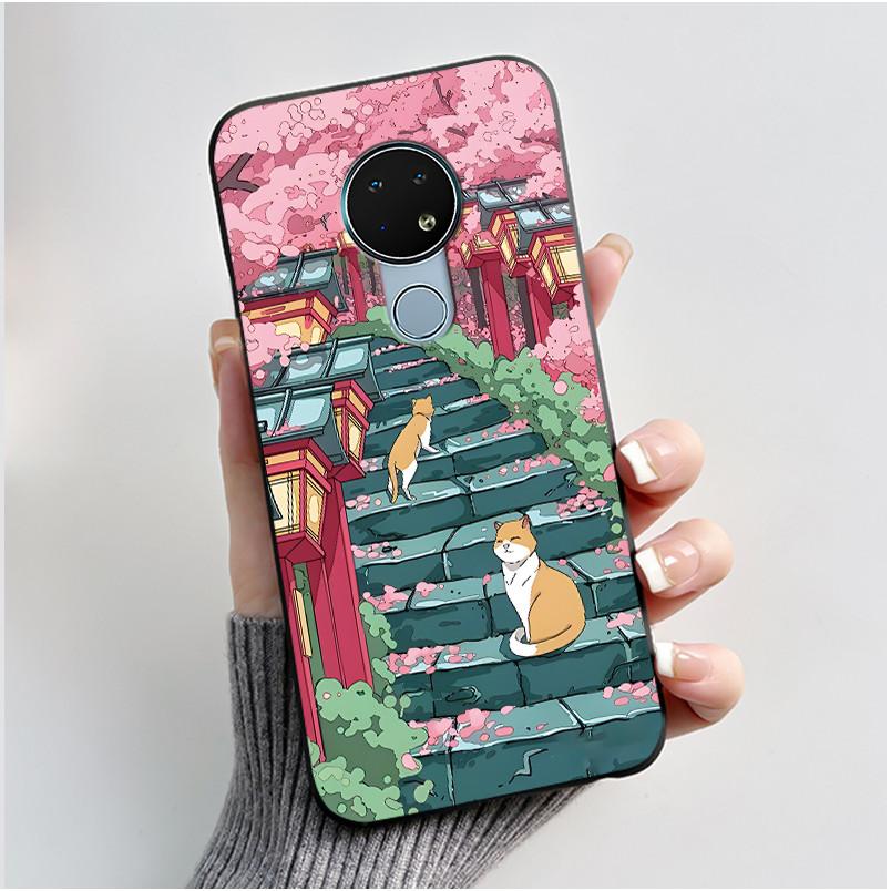 Милый Чехол Для Nokia 6.2 / Nokia 7.2 Fundas Capa Печатный Корпус Защитная Крышка Мягкий Силикон Мультяшный Черный Корпус Coque