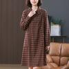 2024 Spring/Autumn Plus Size Plaid Midi Dress with Long Sleeves & Large Pockets for Mom