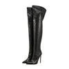 PU Autumn Winter Shoes Super Thin High Heels Stone Patterns Modern Boots Keep Warm Fashion Over-the-knee Boots