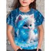 Funny Girls' T-Shirts Summer Short Sleeved Top Cartoon Animals Cat 3d Print 2025 Girls' Clothing Fashion Casual T-Shirts