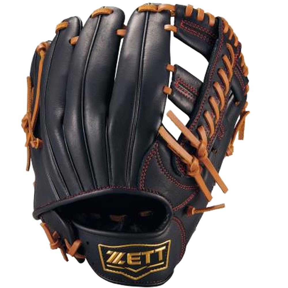 ZETT Youth Softball Ground Black x Oak Size M heights BJG762630 Glove, Hero, All-Around, Right-Handed Throw, Brown, (For 130-145cm),