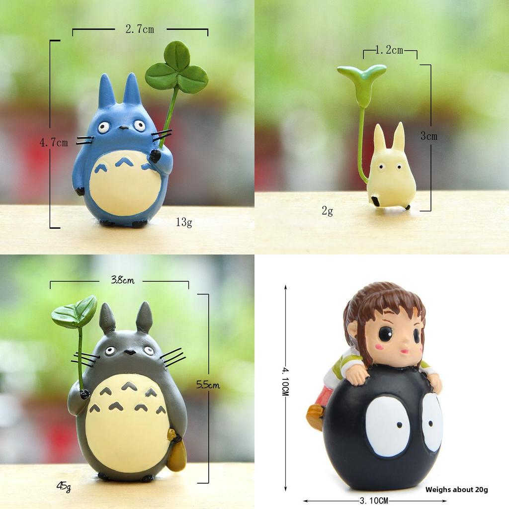 Resin My Neighbor Totoro Figurine Holding Lotus Leaf Design For Gift Tabletop