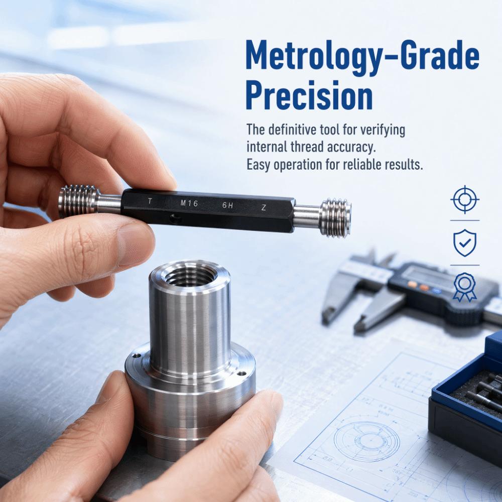 M16*2.0 Thread Plug Gauge Double End Hex Handle Measurement Hand Tool For Industrial Measurement