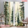 2pcs,2D Plane Printing Print Curtains Misty Pines Durable Polyester (without Rod) Versatile All Ldeal for Living Room, Bedroom,