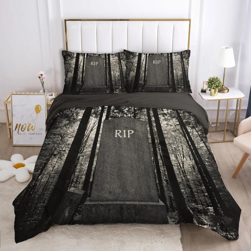 Cartoon Halloween King Queen Duvet Cover Horror Eyes Grimace Bedding Set for Children Boys Girls Scary Night Theme Quilt Cover