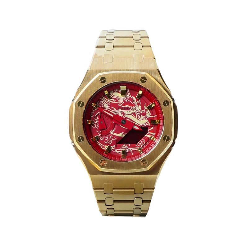 CASIO Customized watch modified series good luck waterproof luminous Quartz Steel Strap same style for men and women red di GA-2100-4A
