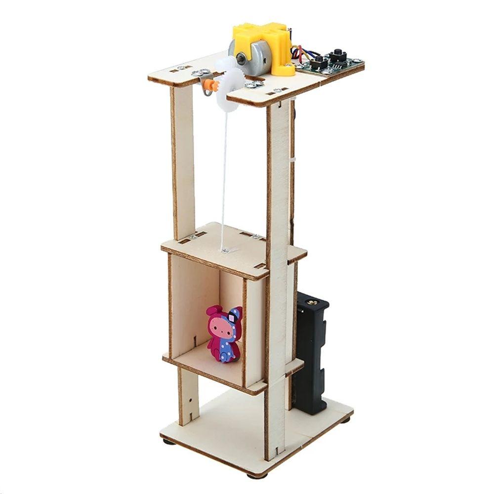 Educational Toys Wooden Elevator Technology Making Toys Electric Toy Assembled Electric Lift
