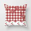 Cute Red Print Geometric Red Plaid Pink Lolita Pillow Cover Decorative Modern Nordic Throw Pillow Cover