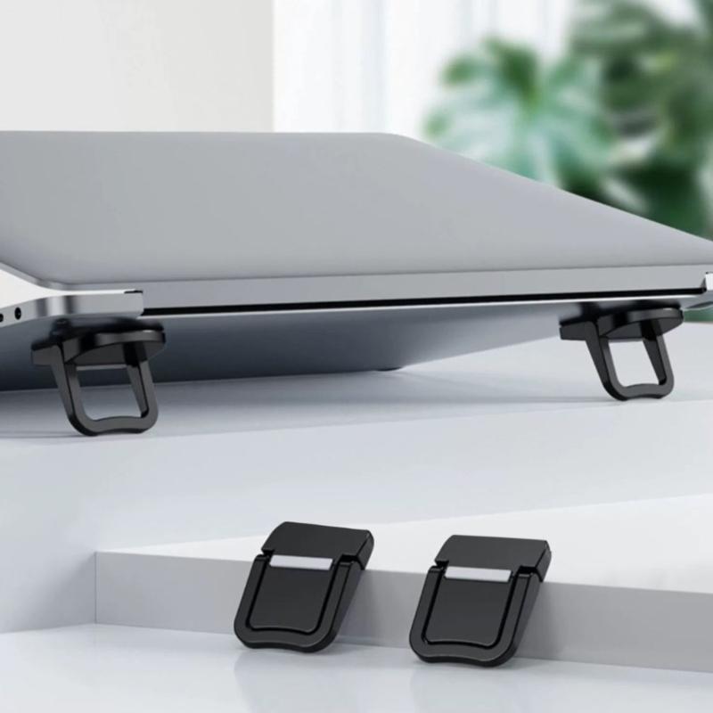 2Pcs Laptops Stand Portable Computer Keyboards Stand for Desk Self-Adhesive Invisible Laptops Feet Foldable Laptops Stand