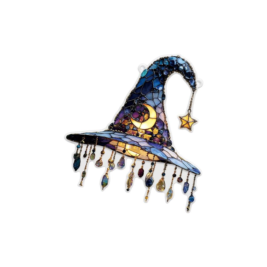 Acrylic Witch Hanging Ornament Halloween Witch Hat Hanging Decoration For Front Door Window Mantles Indoor and Outdoor