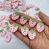 50Pcs Wooden Strawberry Buttons Red Pink Sewing Accessories Supplies  Girl Kids