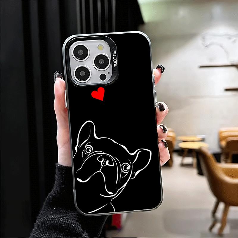 Французский бульдог Черный дизайн Мягкий чехол для телефона для iPhone 15 16 17 Pro Max 17Air 16E 14 Plus 13 12 Mini Ударопрочный чехол Задняя панель