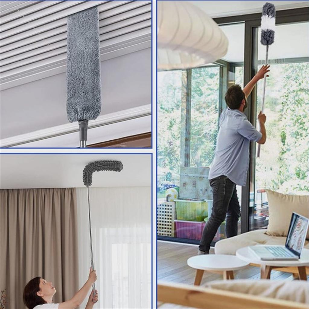 Microfiber Feather Duster 4PCS Extendable Bendable Dusters With Extension Pole Cleaning Tools For Cleaning Ceiling Fan Furniture Cars