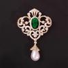 Emerald Retro Court Style Dangle Bead Brooch - Luxury Women's High-End Corsage Pin Accessory