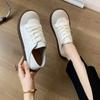2024 Autumn New Women's Lace-up Solid Color Flat Sneakers Women's Fashionable and Comfortable Vulcanized Low-top Shoes