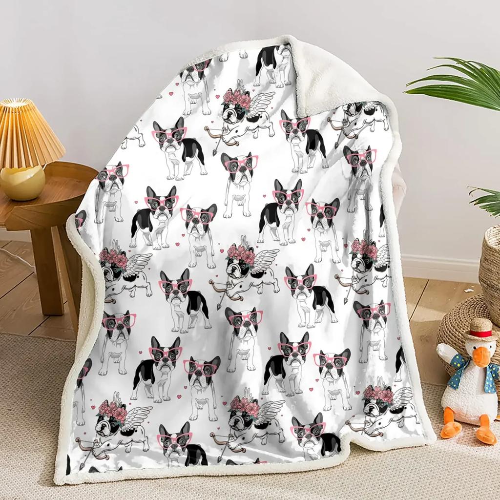 Boston Terrier Blanket Soft Cozy Boston Terrier Cute Puppy Dog Throw Blanket for Kids Girls Women Adults Boston Dog Lover Gifts