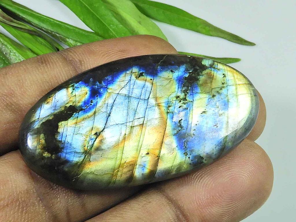 27X42MM Natural Labradorite Multi Purple Oval Cabochon Loose Gemstone 83Cts. SK-4047