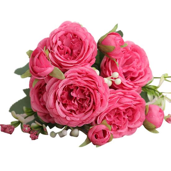 1шт 5-головка искусственная ткань роза домашняя вечеринка свадебный дом украшение свадебного стола