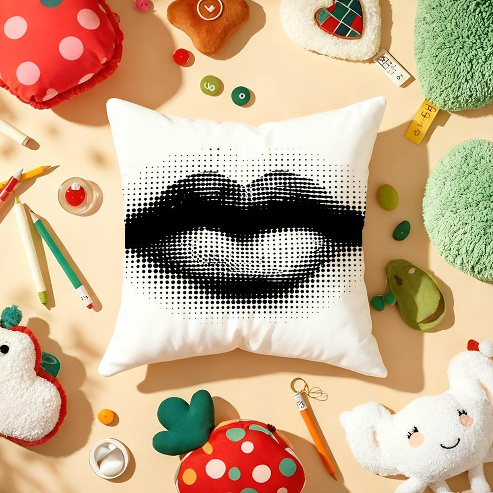 Fashion Modern Art Funny Face Cushion Cover Soft Short Plush DoubleSided Printing Home Decor Machine Washable Pillow Case Gift