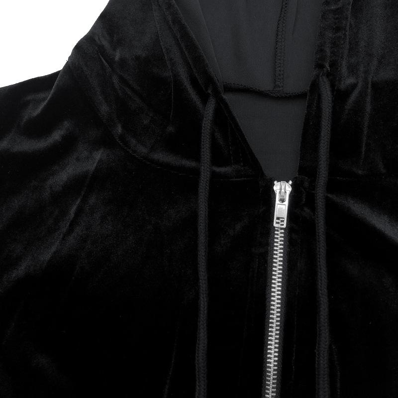 Весенне-осенний эластичный бархатный тонкий большой женский костюм из двух частей