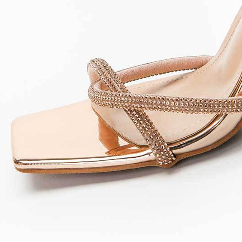 Fashion Rhinestones Gladiator Silver High Heels Ankle Strap Strappy Sandals Women Sexy Stiletto Party Bridal Shoes