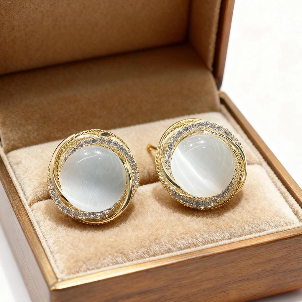 Геометрические серьги Мики с шипами и камнем «Кошачий глаз»: Стильный, Классический и Свежий.