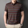 Young and Middle-Aged New Men's T-shirt Summer Polo Shirt Striped Yarn-Dyed Short Sleeve Lapel Fashion