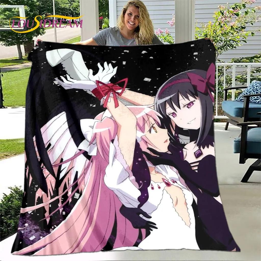 Puella Magi Madoka Magica Cartoon Soft Plush Blanket,Flannel Blanket Throw Blanket for Living Room Bedroom Bed Sofa Picnic Cover