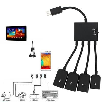 Горячий 4-портовый Micro USB Type-c Power OTG Удлинитель Хаб Кабель Черный Для Android Планшета Смартфона U-диска Мыши Аксессуары