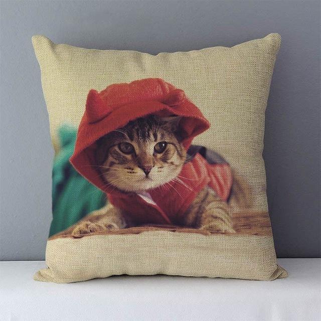 Selected Couch Cushion Cartoon Cat Printed Quality Cotton Linen Home Decorative Pillows Kids Bedroom Decor Pillowcase