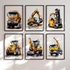 Строительная машина Грузовик Мальчики Детская Настенное искусство Холст Акварельная живопись Печатная картинка Постер Декор для детской игровой комнаты
