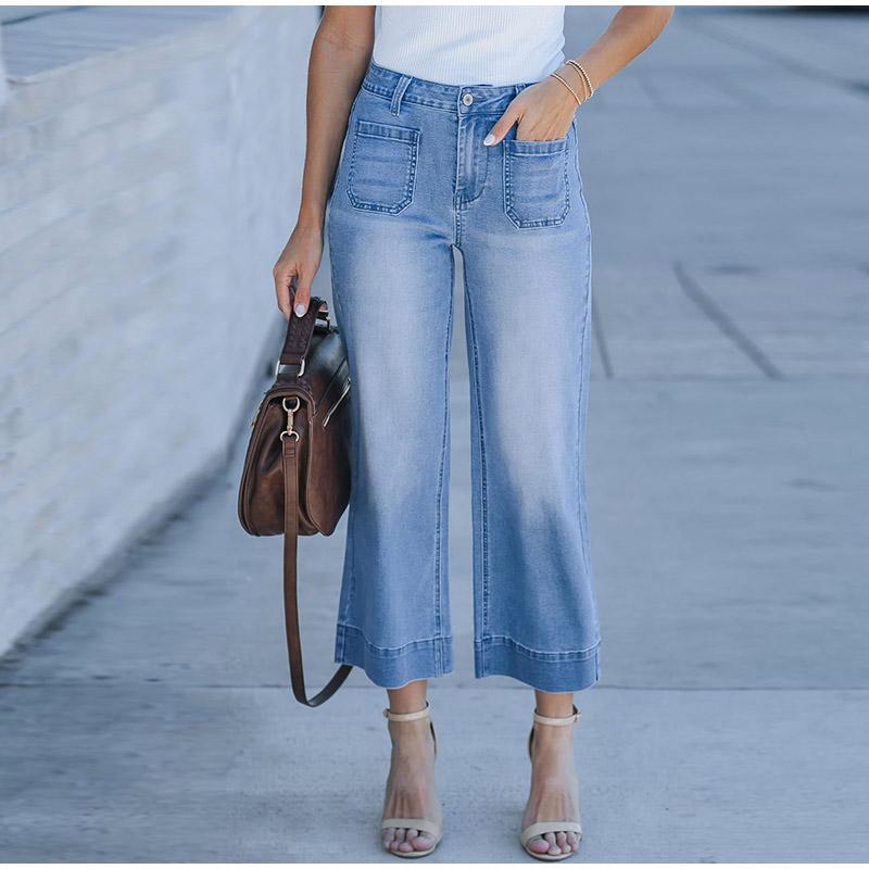 Loose Wide Leg Straight Jeans Washed Denim Nine Points Pants for Women Comfortable Fit 2025 Spring New Style Independent Female Jean