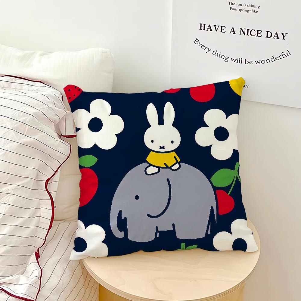 Cartoon Bunny Rabbit kawaii funny MMiffy soft pillowcase for Sofa Home Living Room bedside Decor pillow cover Gift Party hogar