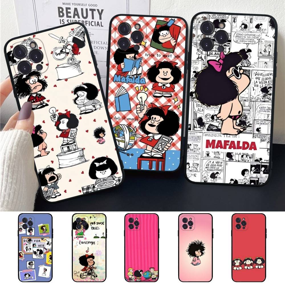 Горячий чехол для телефона Мафальда для iPhone 16 15 14 13 12 Mini 11 Pro XS Max X XR SE 6 7 8 Plus Мягкий силиконовый чехол