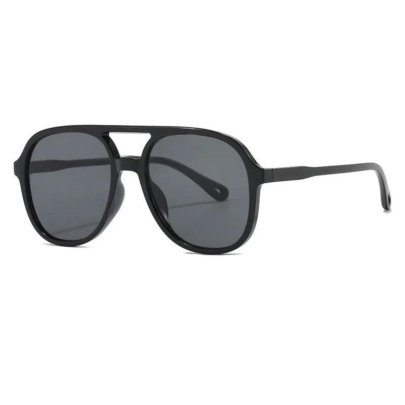 Fashionableable and Minimalist Double Beam Large Glass Frame Sunglasseses Men's Style and Women's Style Leisure Fishing Driving Use Blackout Glasses