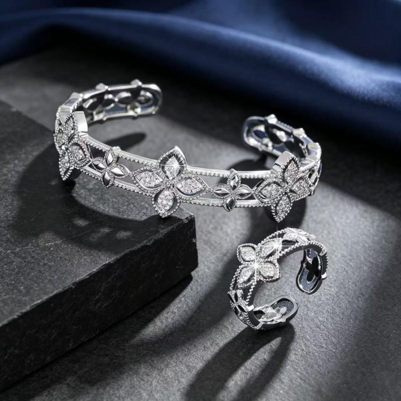 Clover Jewelry Set Bracelet Ring 18K Gold Plated Fashion Women