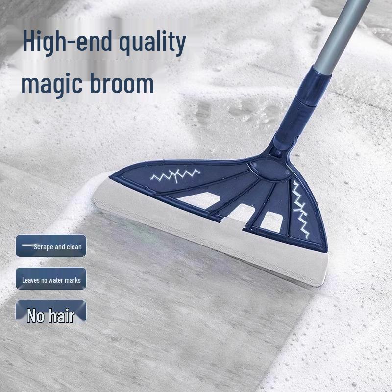 Multi-Purpose Retractable Silicone Broom and Floor Scraper for Indoor Cleaning