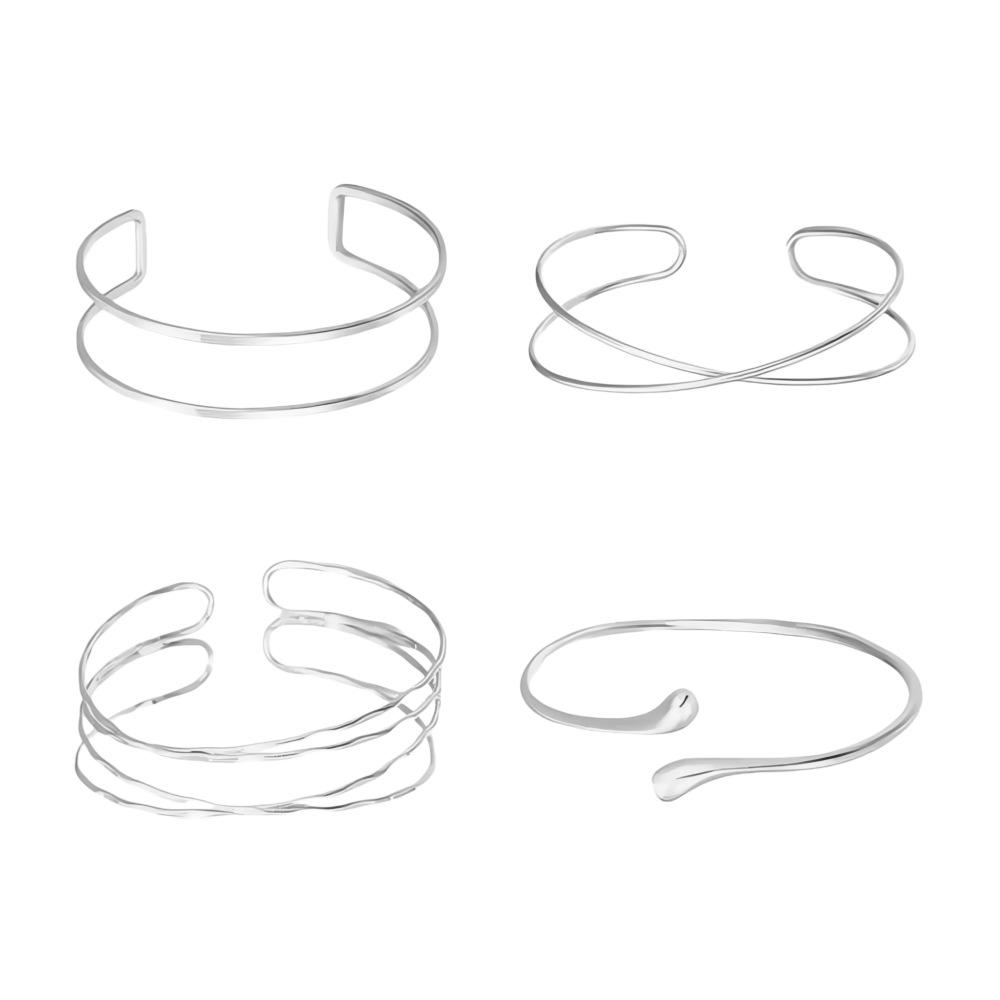 Geometric Open Metal Bangle Set: European & American Style Hand Jewelry