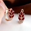 1 Pair Fashion Women Leaf Floral Ear Hook Earrings Marquise Cut Red Blue Purple Stone Earrings Jewelry Bridal Wedding Gift Halloween Christmas Jewelry