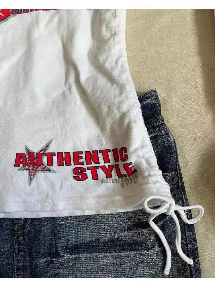 VAYLA Винтажные футболки Y2k для женщин, белые гранжевые графические футболки с длинным рукавом, эстетика 2000-х, уличная одежда в стиле Харадзюку, американский ретро