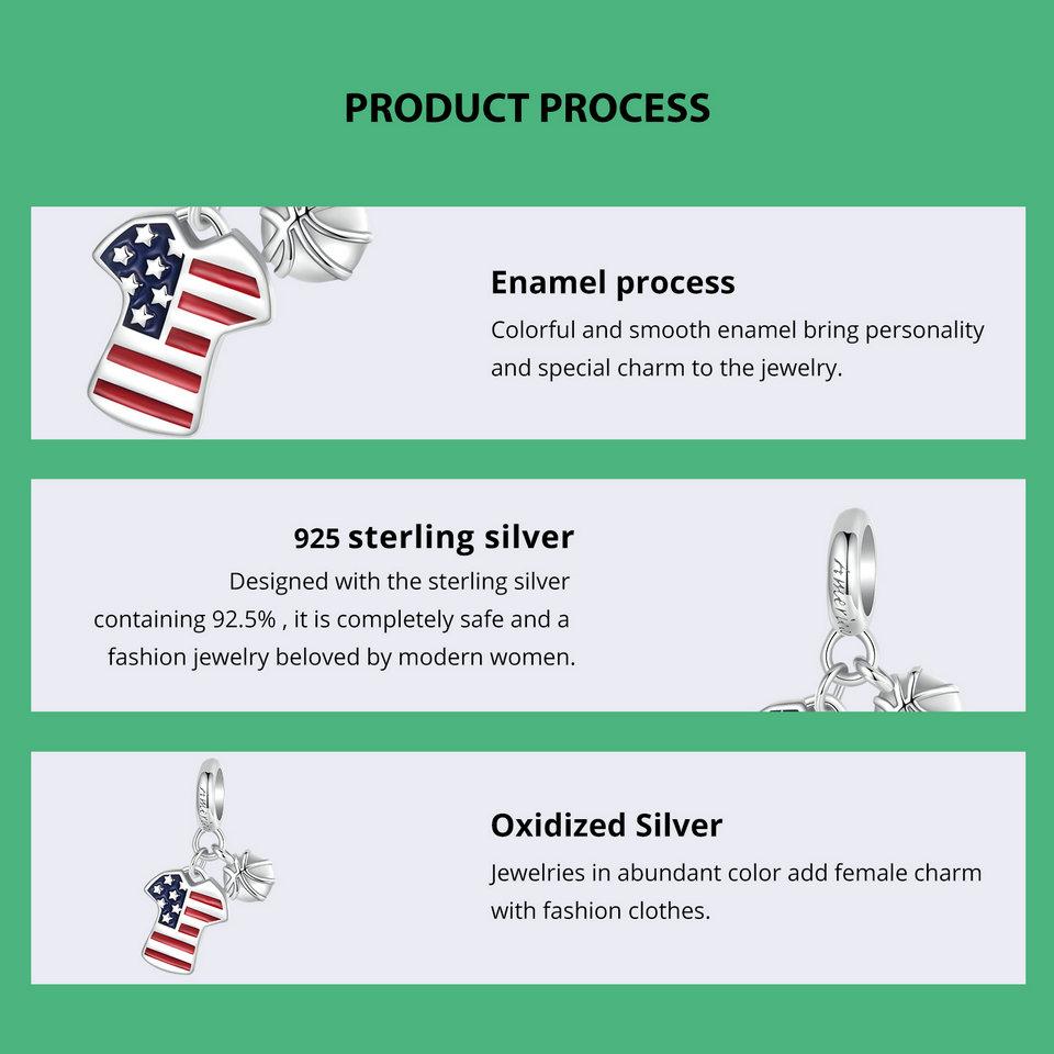 WOSTU 2024 Стерлингового Серебра 925 Пробы Футбол Любовь Спортивные Очаровательные Бусины подходят Для Женщин Браслет и Ожерелья Ювелирные Изделия Футбольные Бусы