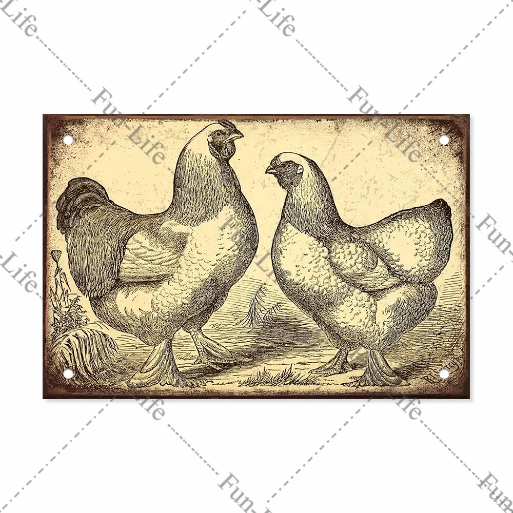 Плакат с курицей, винтажные металлические оловянные знаки, тарелка, петух, куриное яйцо, ретро-налет, бар, паб, ферма, домашний Настенный декор