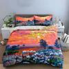 Sunset, trees, flowers, landscape. Bedding sets Duvet cover sets Duvet covers Pillowcases(1 * Duvet Cover 2 * Pillowcases without duvet insert)