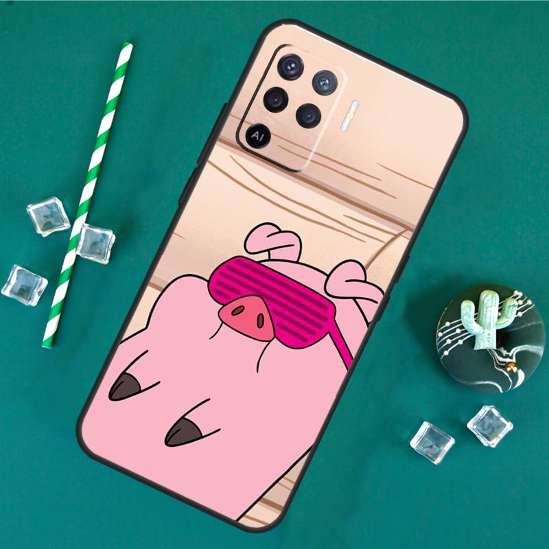 Cartoon Pig Case For Oppo A80 A40 A60 A16 A76 A96 A91 A15 A17 A74 A94 A54 A57S A18 A38 A58 A78 A98 Cover