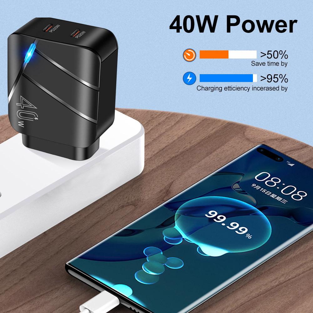 Быстрое зарядное устройство 40 Вт PD EU/UK для Huawei и Apple iPhone Pro
