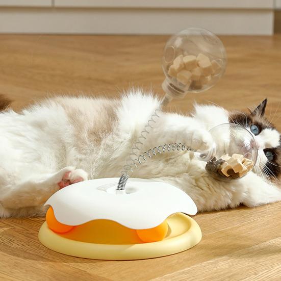 Interactive Cat Treats Dispenser Toy Leaking Food Ball Pet Feeder Toy Puzzle Pet Slow Feeder with Ball Track for Indoor Cats Dogs
