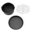 8""3 In 1 Multifunctional Air Fryer Accessories Set Bread Shelf Cake Barrel Pizza Pan(Black)