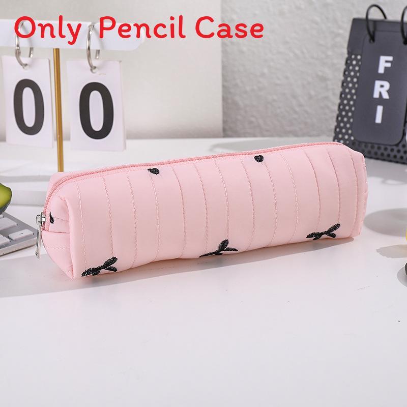 Minimalist Pink College Pencil Case With Large Capacity And Durable Polyester Fabric