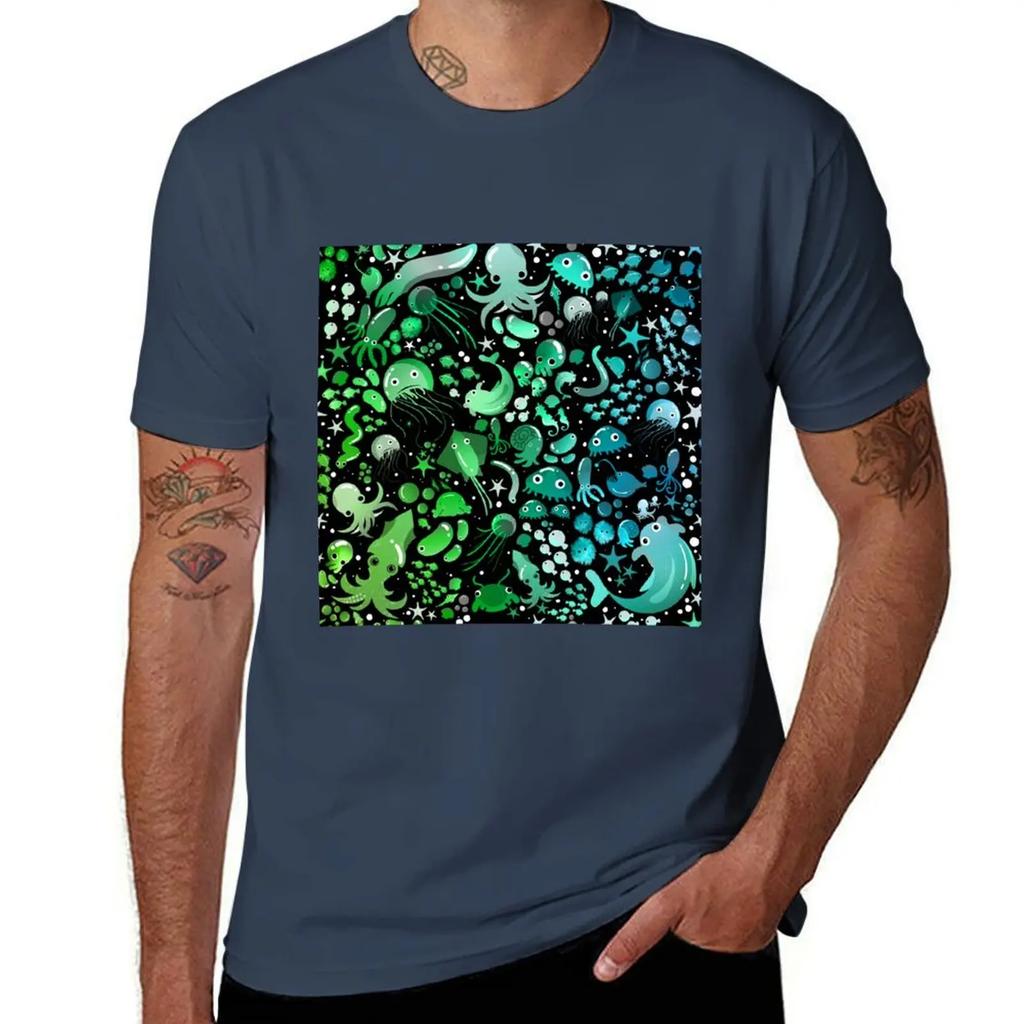Deep Sea Life Pattern T-Shirt for a boy graphic tee shirt plus size clothes t shirt men